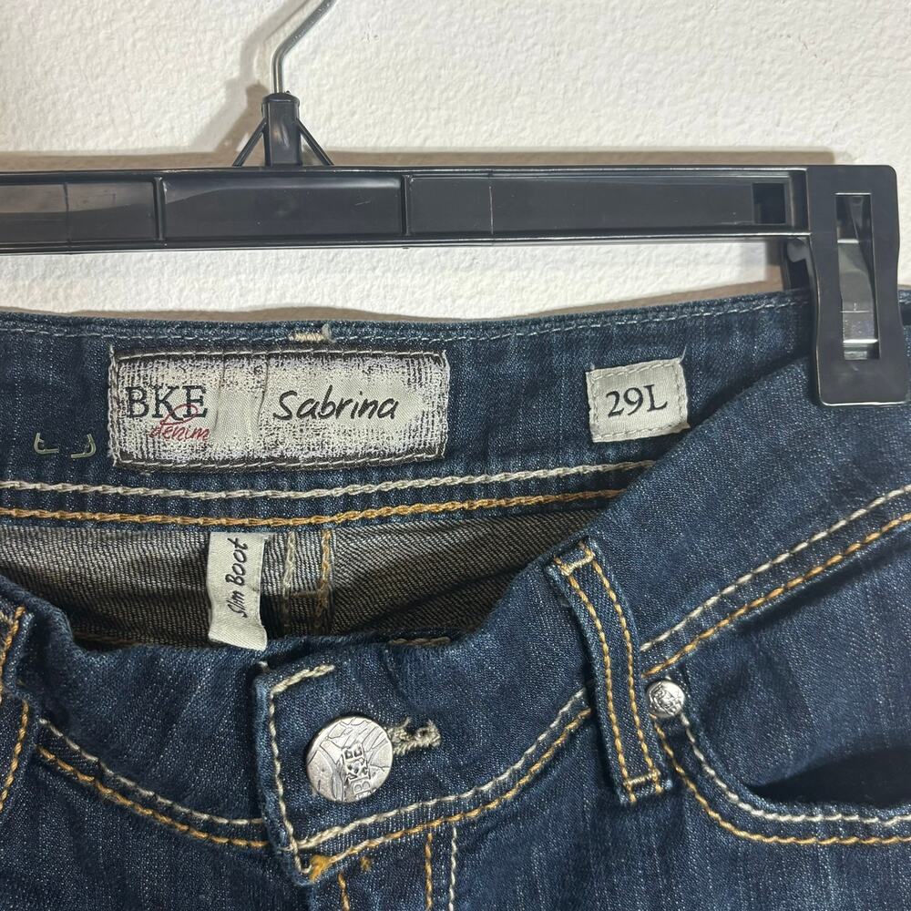 BKE Sabrina Bootcut Jeans Womens 29L Dark Wash Stretch Denim Mid Rise - Picture 2 of 6